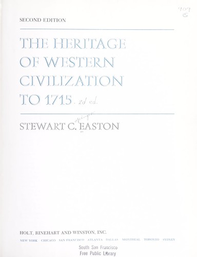 Cover image for The heritage of Western civilization to 1715