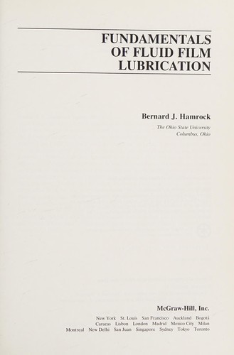 Cover image for Fundamentals of Fluid Film Lubrication (McGraw-Hill Mechanical Engineering)