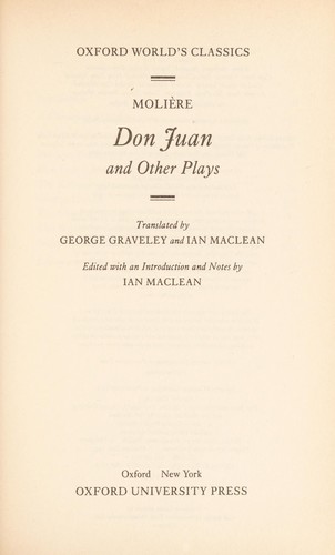Cover image for Don Juan: and Other Plays (Oxford World's Classics)