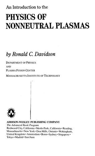 Cover image for Physics of Nonneutral Plasmas
