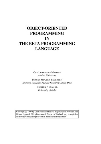 Cover image for Object-Oriented Programming in the Beta Programming Language