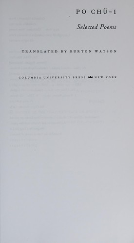 Cover image for Po Chu-i (Paperback)