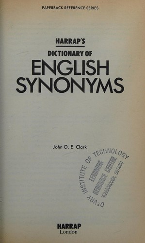 Cover image for Harrap's Dictionary of English Synonyms