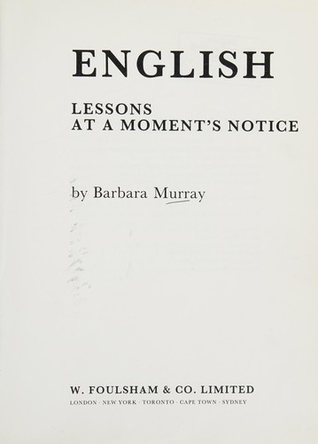Cover image for English Lessons at a Moment's Notice