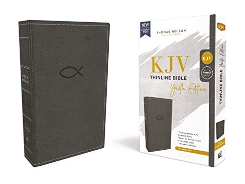 Cover image for KJV, Thinline Bible Youth Edition, Leathersoft, Gray, Red Letter Edition, Comfort Print