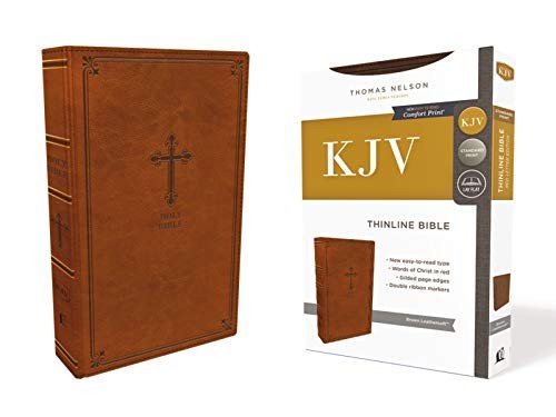 Cover image for KJV, Thinline Bible, Leathersoft, Brown, Red Letter Edition, Comfort Print