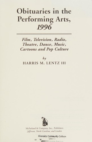 Cover image for Obituaries in the Performing Arts, 1996