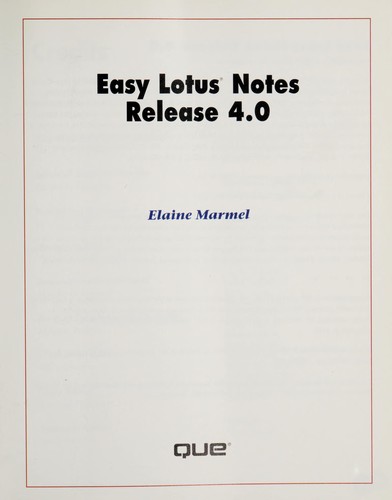 Cover image for Easy Lotus Notes Release 4.0