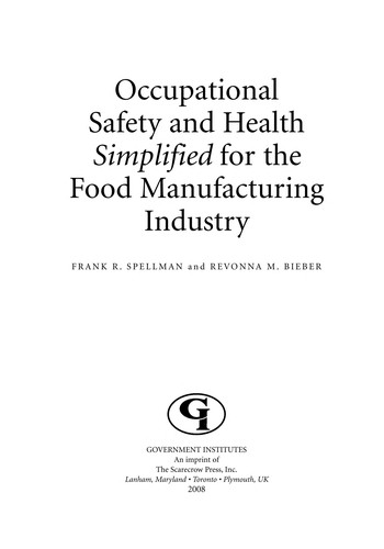Cover image for Occupational safety and health simplified for the food manufacturing industry