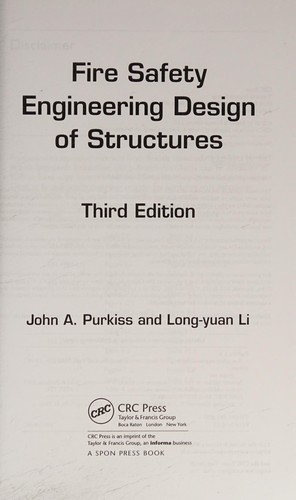 Cover image for Fire Safety Engineering Design of Structures, Third Edition