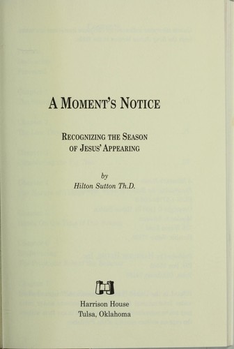 Cover image for A Moment's Notice