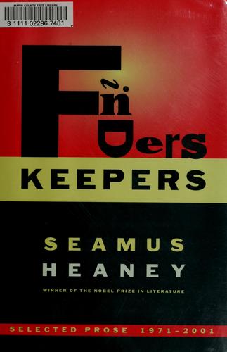 Cover image for Finders Keepers: Selected Prose 1971 to 2001